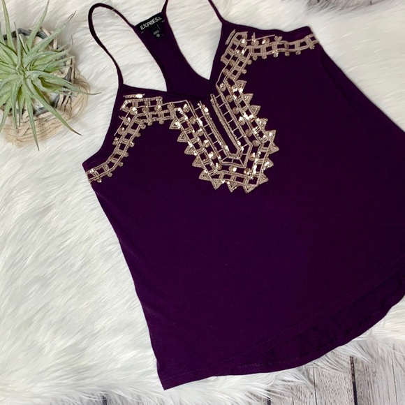 Express Tops - 💋Express Gold Sequin Tank💋